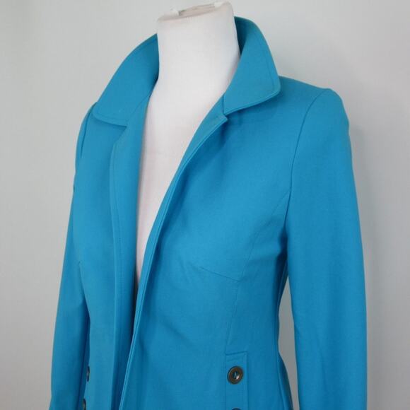 NINA MCLEMORE Turquoise Blue Blazer Open Front Jacket Women’s Size 2 - Picture 4 of 13